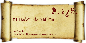 Milkó Ádám névjegykártya